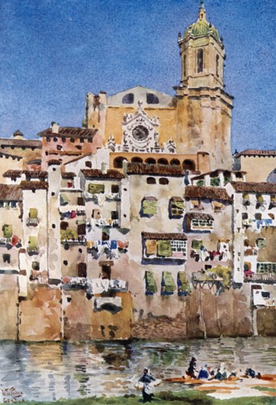 Gerona, la Catedral (litografía en color) de William Wiehe Collins