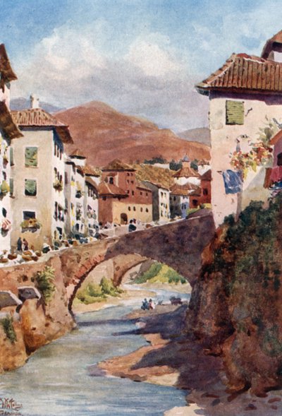 Granada, Calle del Darro (colour litho) de William Wiehe Collins