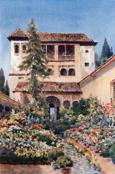 Granada, Generalife (litografía en color) de William Wiehe Collins