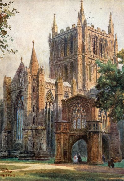 Hereford, el transepto norte (litografía en color) de William Wiehe Collins