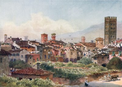 Lucca. Desde las murallas de la ciudad (litografía en color) de William Wiehe Collins