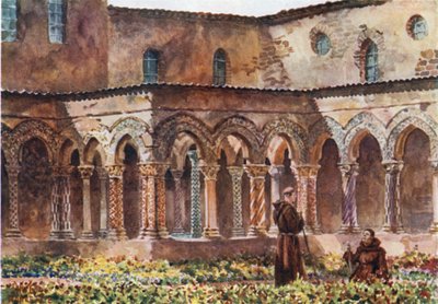 Monreale. Los claustros (litografía en color) de William Wiehe Collins