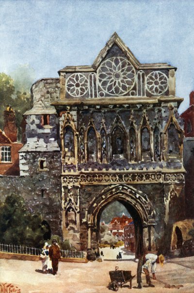 Norwich, la Puerta de Aethelbert (litografía en color) de William Wiehe Collins
