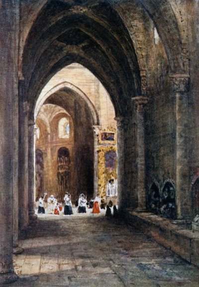 Orense, en la Catedral (litografía en color) de William Wiehe Collins