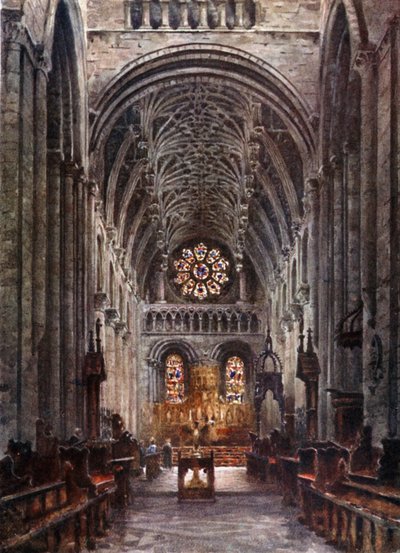 Oxford, Christchurch. Interior de la nave (litografía en color) de William Wiehe Collins