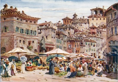 Perugia. La plaza Garibaldi (litografía en color) de William Wiehe Collins
