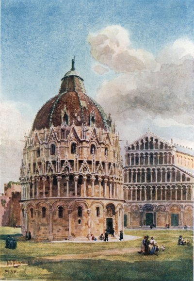 Pisa. El Baptisterio (litografía en color) de William Wiehe Collins