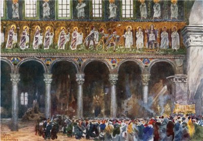 Ravenna. S. Apollinare Nuovo (litografía en color) de William Wiehe Collins