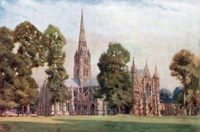 Salisbury, la Catedral (litografía en color) de William Wiehe Collins