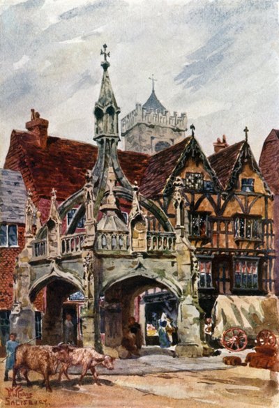 Salisbury, la Cruz del Mercado (litografía en color) de William Wiehe Collins