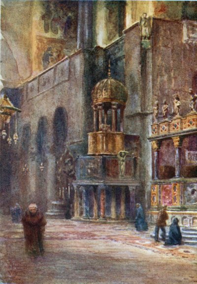 Venecia. Interior de San Marcos (litografía en color) de William Wiehe Collins