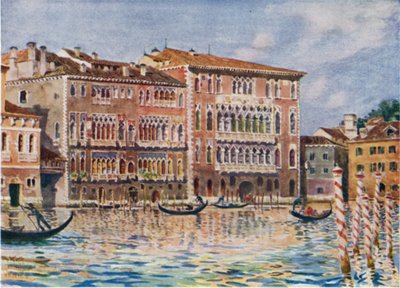 Venecia. Los Palacios Foscari y Giustiniani (litografía en color) de William Wiehe Collins