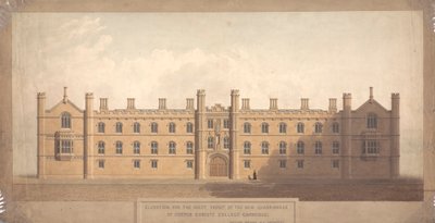 Alzado de la fachada oeste del nuevo cuadrilátero del Corpus Christi College, Cambridge de William Wilkins