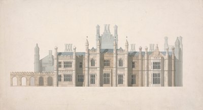 Alzado de una propuesta de diseño para Cambridge Colleges de William Wilkins