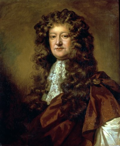 Retrato de un caballero con capa marrón y jabot blanco de William Wissing or Wissmig