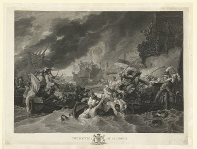 La batalla naval del cabo La Hogue, 1692 La batalla de La Hogue (título sobre el objeto) de William Woollett