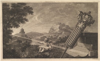 Frontispicio de la Perspectiva de Arquitectura de Joshua Kirby de William Woollett