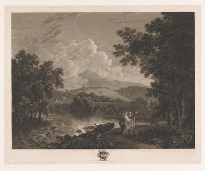 Paisaje con Cicerón a orillas de un río cerca de su villa de William Woollett