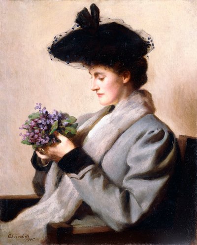 El ramillete de violetas - Retrato de una mujer, 1905 de William Worcester Churchill