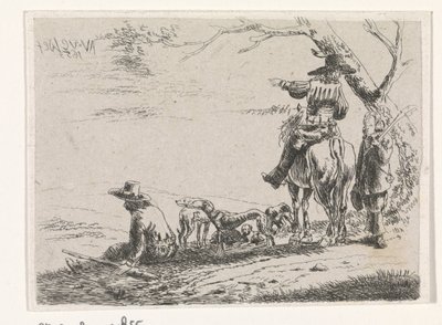 Tres cazadores con perros de William Young Ottley