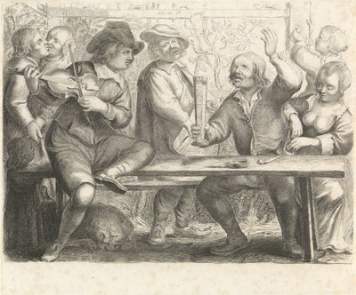Músicos y bebedor en una posada de William Young Ottley