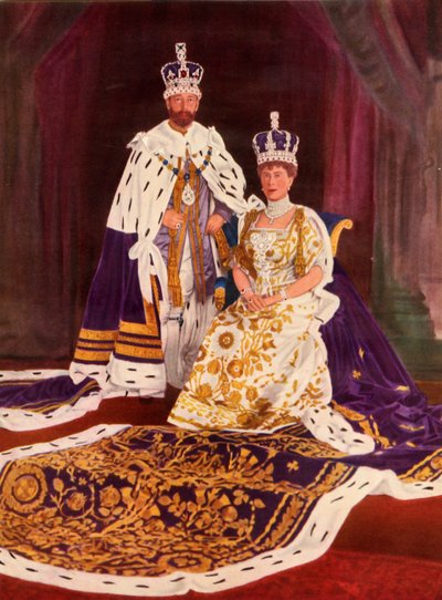 Sus Majestades el Rey Jorge V y la Reina María en sus trajes de coronación de William and Daniel Downey