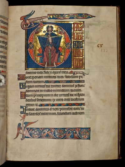 Ms 322 f.113r Salmo 109, inicial D, La Santísima Trinidad, ilustración del 