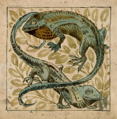 Lagartos, diseño para una baldosa de William de Morgan