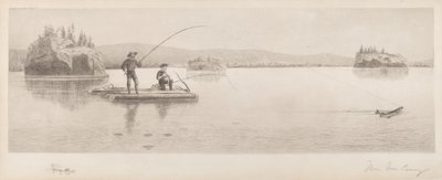 Sin título (Pesca en balsa de troncos) de William de la Montagne Cary
