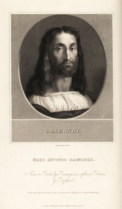 Retrato de Marcantonio Raimondi, grabador italiano, circa 1470-1534 de William the Younger Holl
