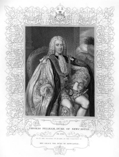 Retrato de Thomas Pelham-Holles, primer duque de Newcastle de William the Younger Holl