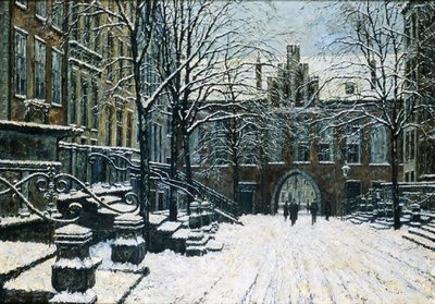 Calle Mariacka, Gdansk en invierno, c.1920 (óleo sobre lienzo) de Willibald Werner