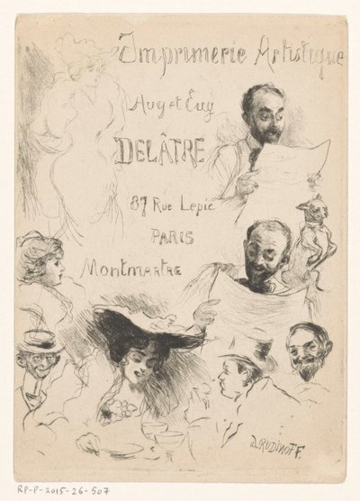 Tarjeta de visita del impresor Eugène Delâtre en París de Willibald Wolf Rudinoff