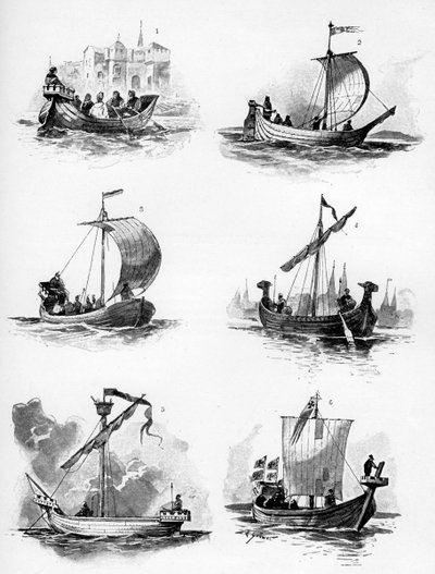 Barcos de la Liga Hanseática de los siglos XIV y XV, 1903 de Willy Stöwer