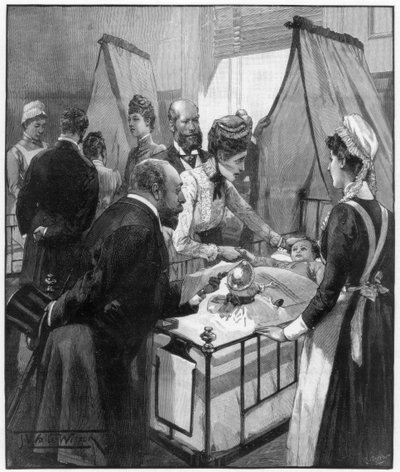 El Príncipe y la Princesa de Gales visitando el hospital Eveline para niños enfermos de Wilson