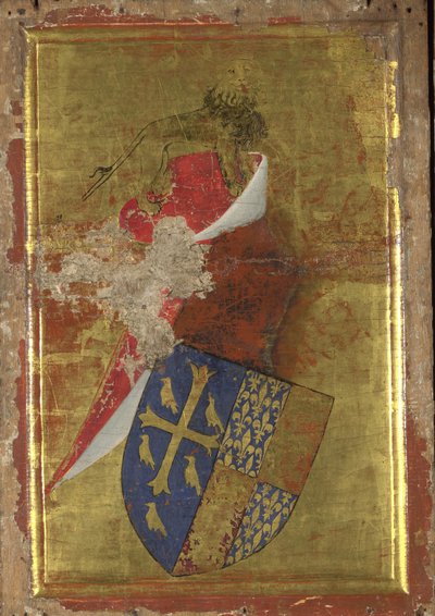 El escudo de armas de Ricardo II de Inglaterra El panel exterior del Díptico de Wilton, entre 1395 y 1399 de Wilton Master