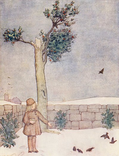 Libro infantil de jardinería: Enero (litografía en color) de Winifred Cayley Robinson