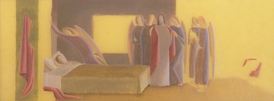 Estudio de composición para "Escenas de la vida de San Martín de Tours", c.1928-33 (óleo sobre papel vegetal) de Winifred Knights
