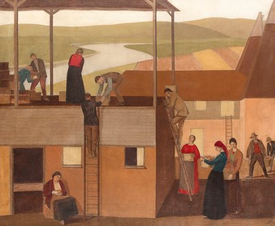 Diseño para decoración mural, c.1918 (óleo sobre lienzo) de Winifred Knights