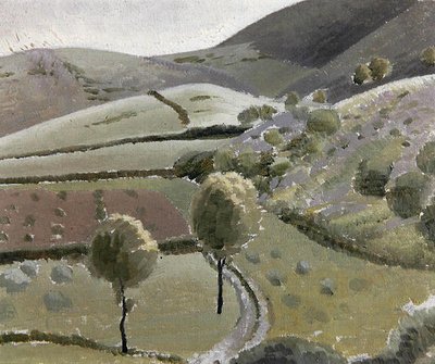 Paisaje italiano cerca del Lago di Piediluco, c.1920-23 (óleo sobre tabla) de Winifred Knights