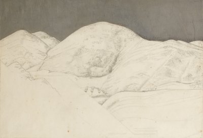 Estudio de paisaje para Santisima Trinita, c.1924 (lápiz y óleo sobre papel) de Winifred Knights