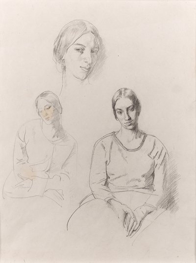 Autorretrato (lápiz sobre papel) de Winifred Knights
