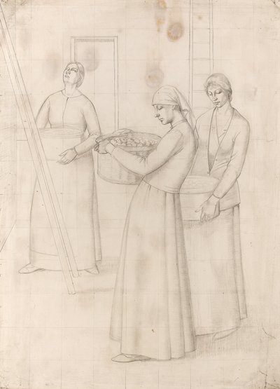 Estudio para "Diseño de decoración mural", c.1918 (lápiz sobre papel) de Winifred Knights