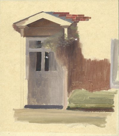 The Front Door of Line Holt Farm House (óleo sobre lápiz sobre papel de calco) de Winifred Knights
