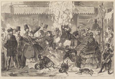 Un deslizamiento de nieve en la ciudad, publicado 1860 de Winslow Homer