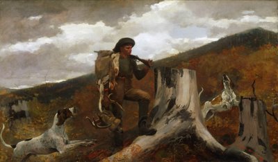Un cazador y perros de Winslow Homer