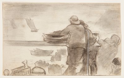 Playa con Barcos y Gente, Cullercoats, Inglaterra de Winslow Homer