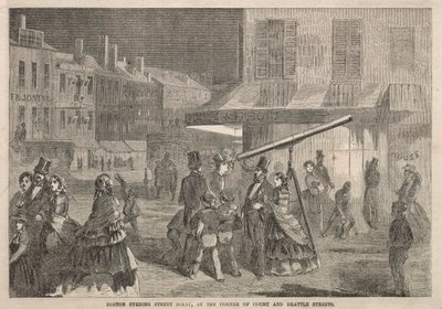 Escena Nocturna en una Calle de Boston, en la Esquina de Court y Brattle Streets, 1857 de Winslow Homer
