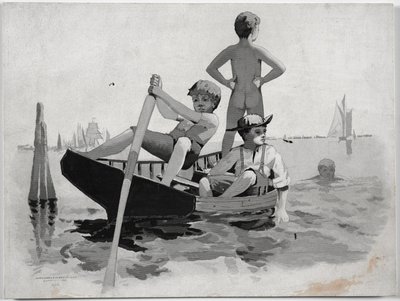 Natación Masculina, Gloucester Harbor de Winslow Homer