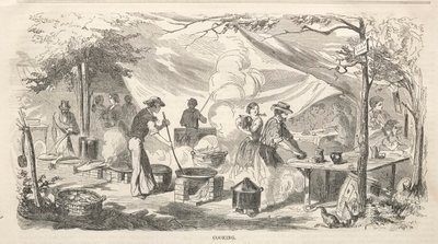 Bocetos de reunión campestre: Cocinando, 1858 de Winslow Homer